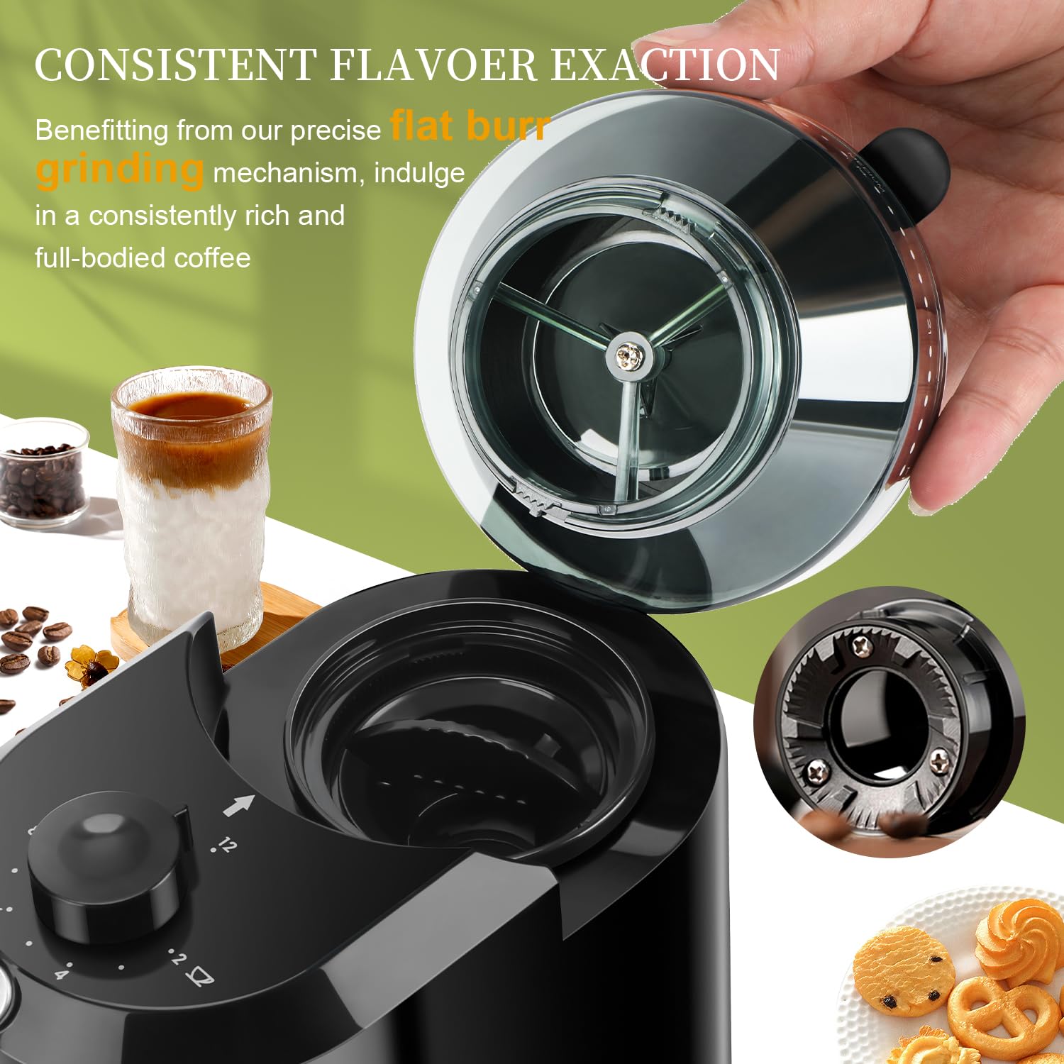 Wancle Automatic Burr Mill Cof - Coffee Grinder Burr Flat review and price